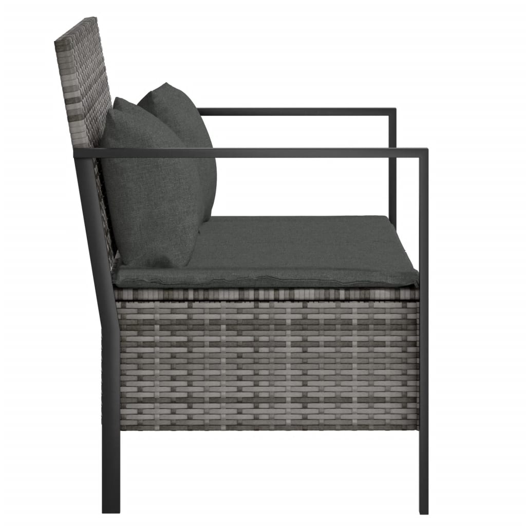 Gartenbank 2-Sitzer mit Kissen Grau Poly Rattan - Pazzar.ch