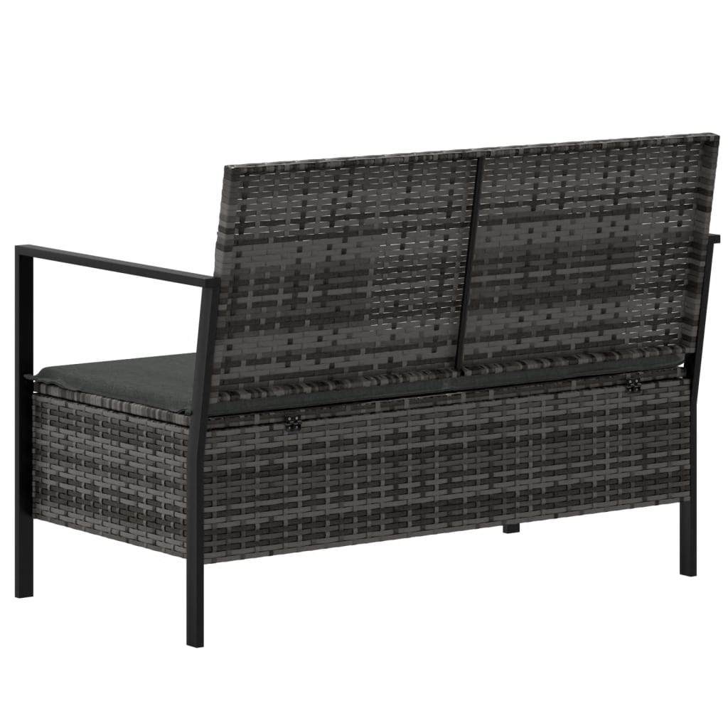 Gartenbank 2-Sitzer mit Kissen Grau Poly Rattan - Pazzar.ch