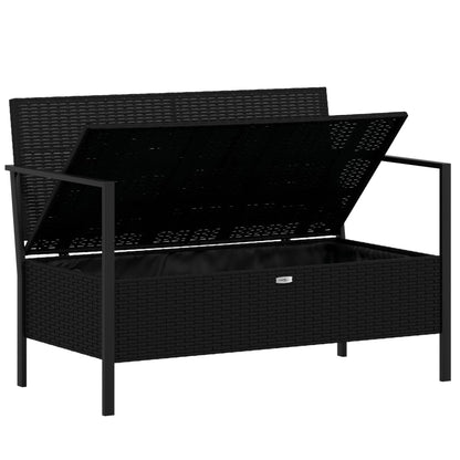 Gartenbank 2-Sitzer mit Kissen Schwarz Poly Rattan - Pazzar.ch