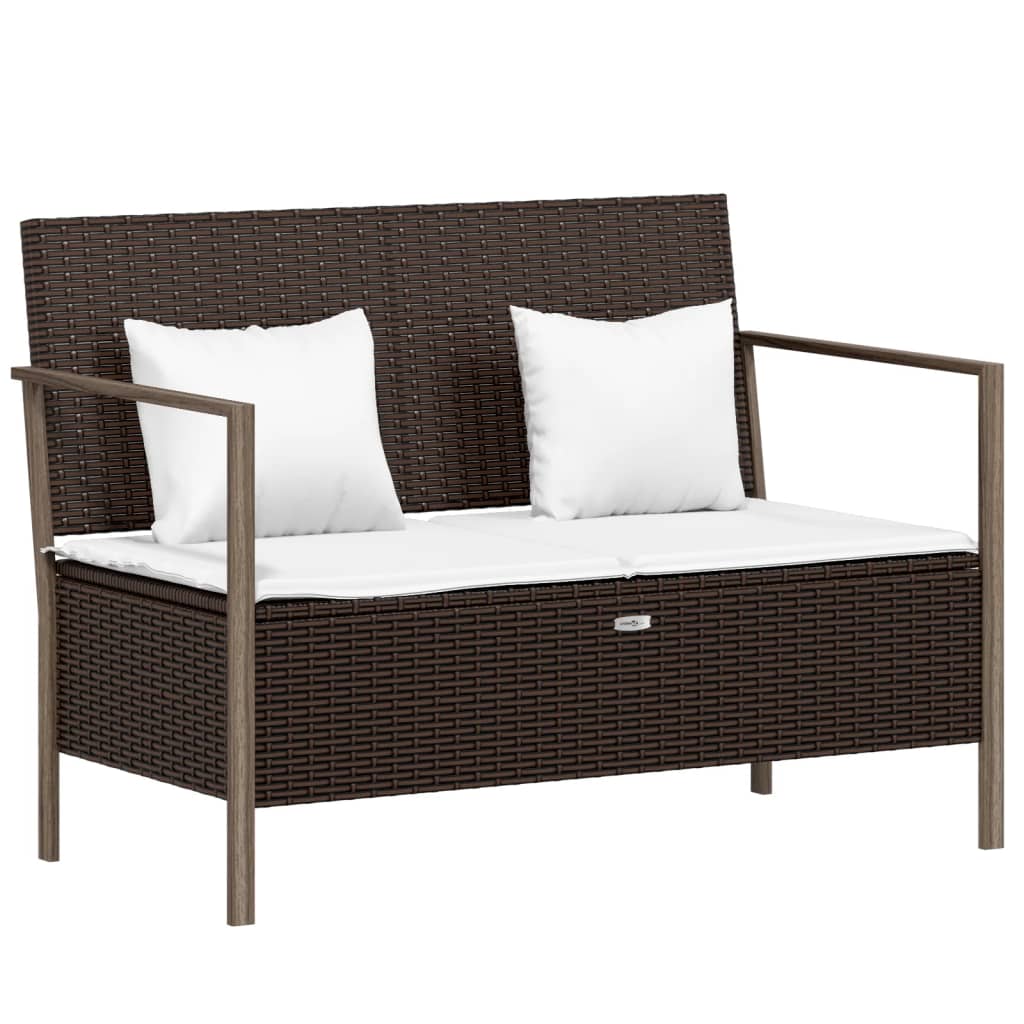 Gartenbank 2-Sitzer mit Kissen Braun Poly Rattan - Pazzar.ch