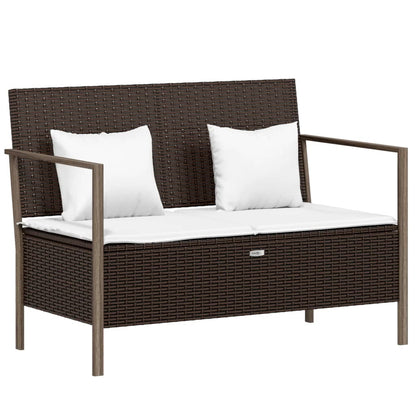 Gartenbank 2-Sitzer mit Kissen Braun Poly Rattan - Pazzar.ch