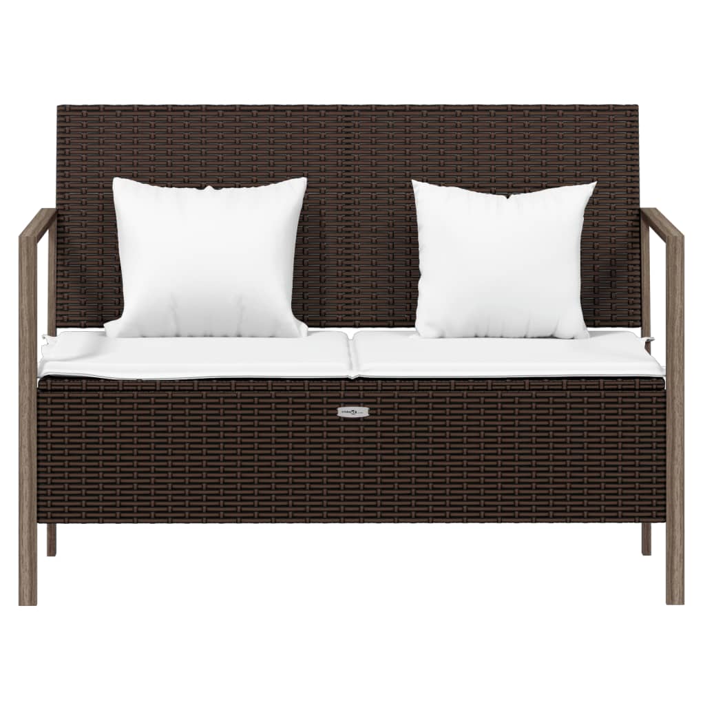 Gartenbank 2-Sitzer mit Kissen Braun Poly Rattan - Pazzar.ch