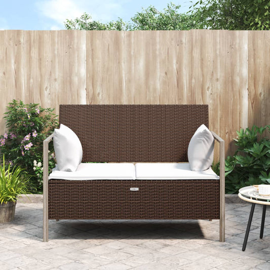 Gartenbank 2-Sitzer mit Kissen Braun Poly Rattan - Pazzar.ch