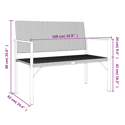 Gartenbank 2-Sitzer Grau Poly Rattan - Pazzar.ch