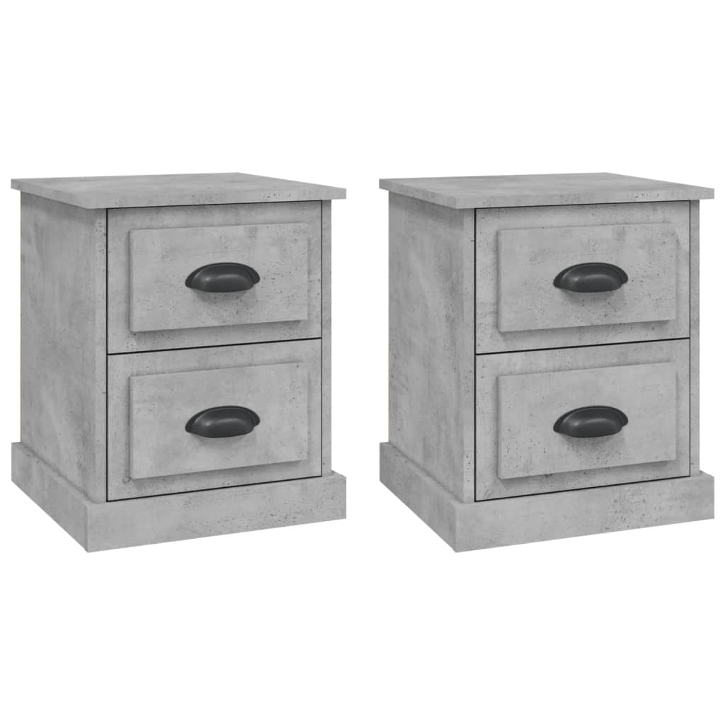 Nachttische 2 Stk. Betongrau 39x39x47,5 cm Holzwerkstoff - Pazzar.ch