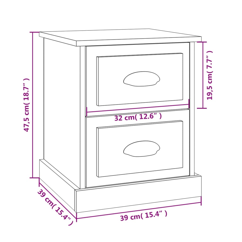 Nachttische 2 Stk. Betongrau 39x39x47,5 cm Holzwerkstoff - Pazzar.ch