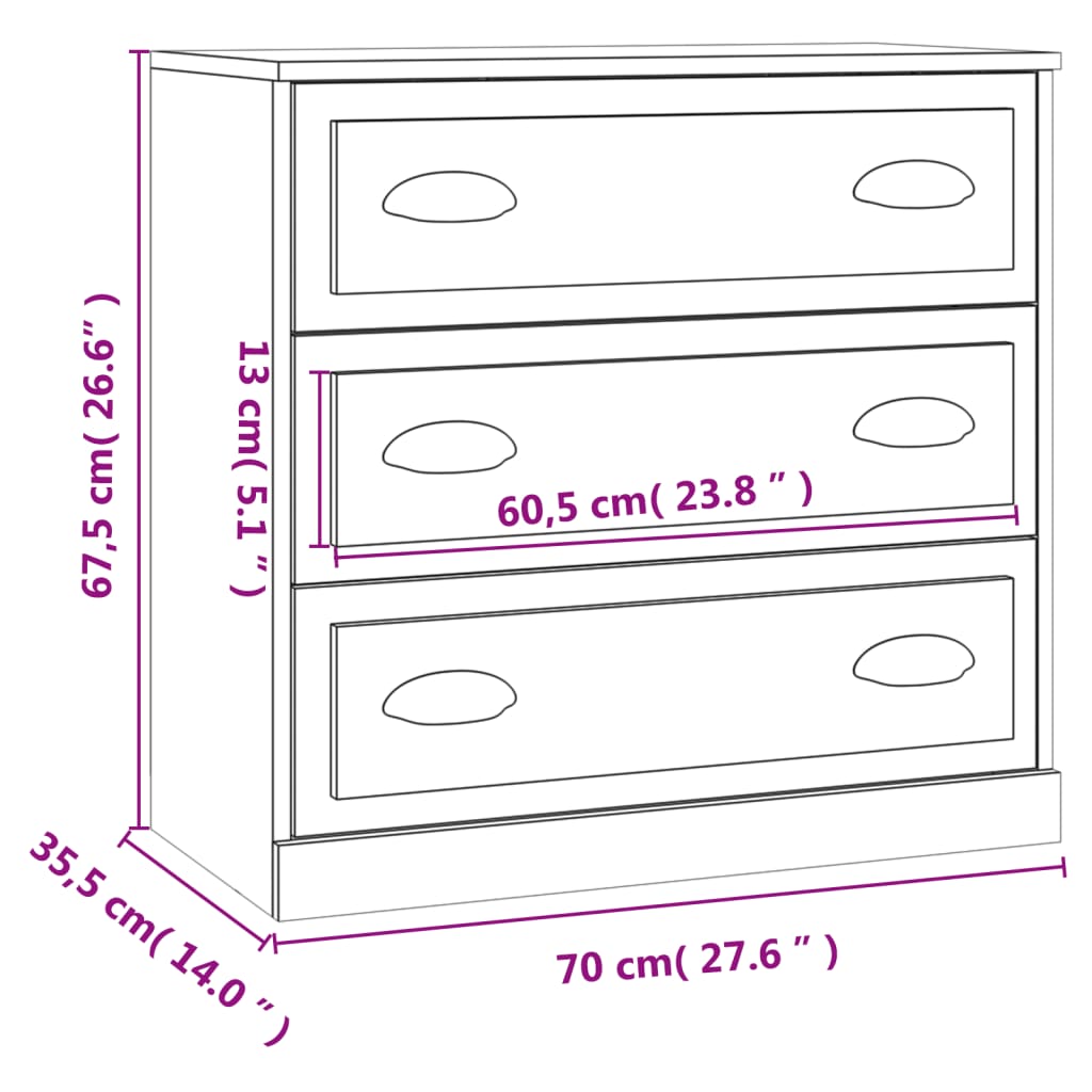Sideboard Betongrau 70x35,5x67,5 cm Holzwerkstoff - Pazzar.ch