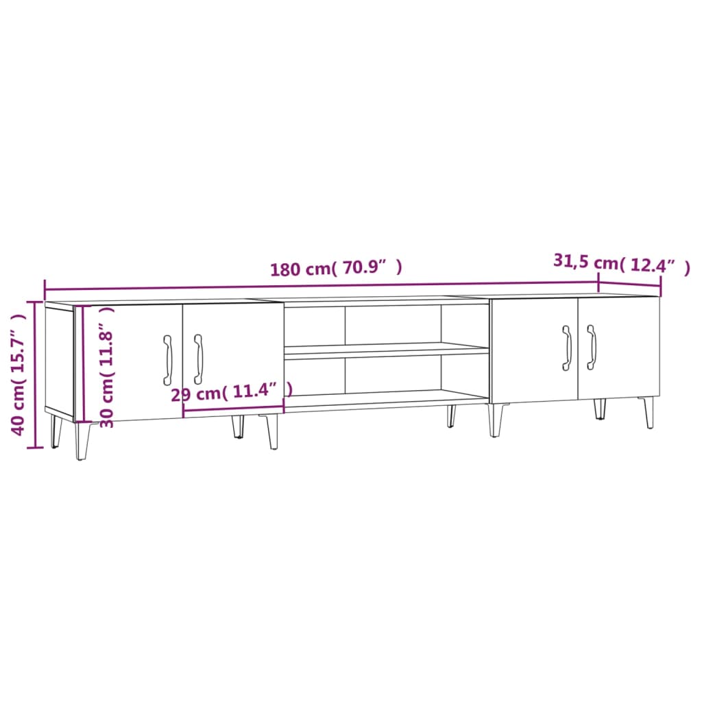 TV-Schrank Weiß 180 x 31,5 x 40 cm Holzwerkstoff