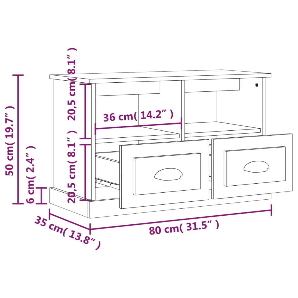 TV-Schrank Räuchereiche 80x35x50 cm Holzwerkstoff - Pazzar.ch