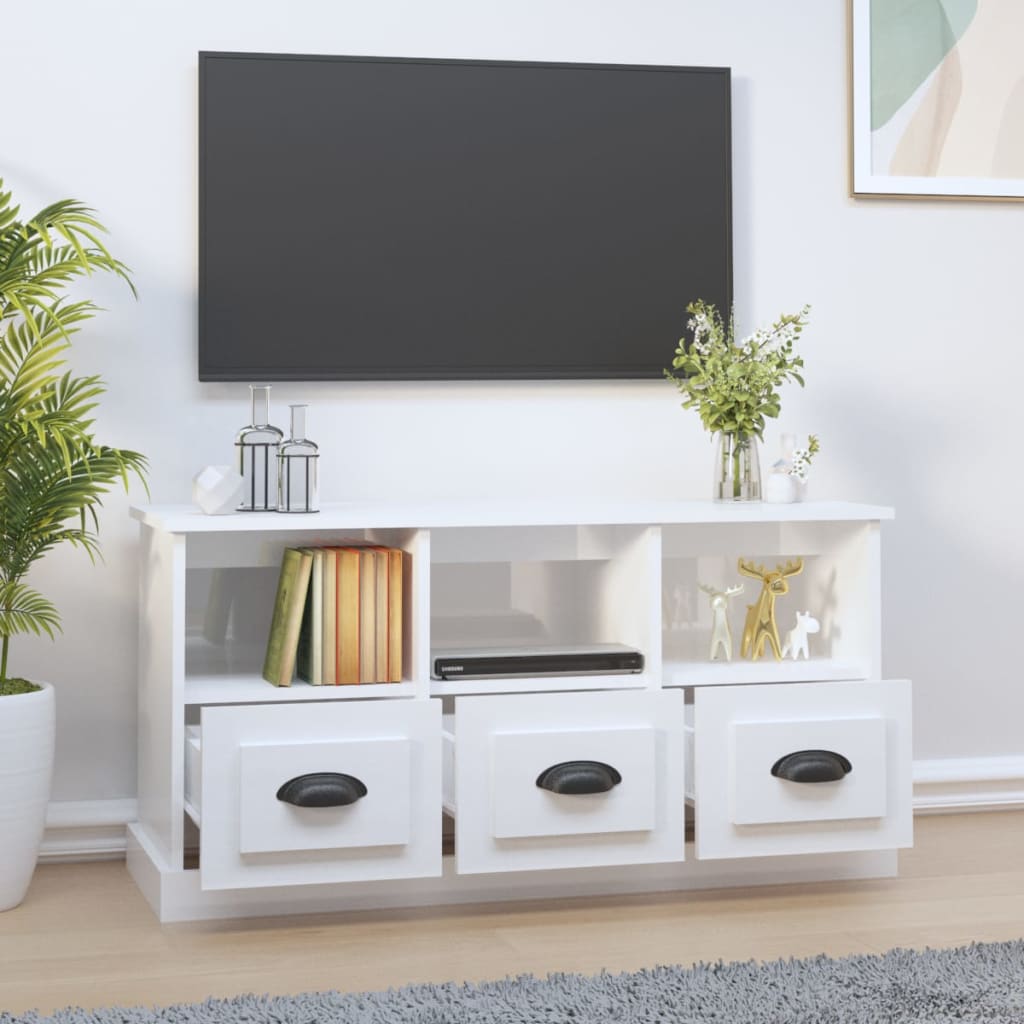 TV-Schrank Hochglanz-Weiß 100x35x50 cm Holzwerkstoff - Pazzar.ch