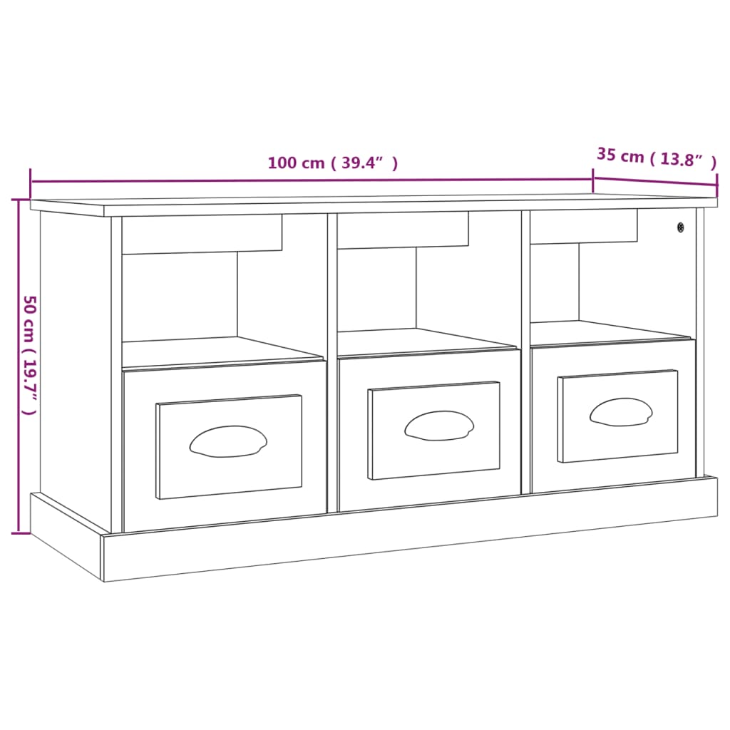 TV-Schrank Betongrau 100x35x50 cm Holzwerkstoff - Pazzar.ch