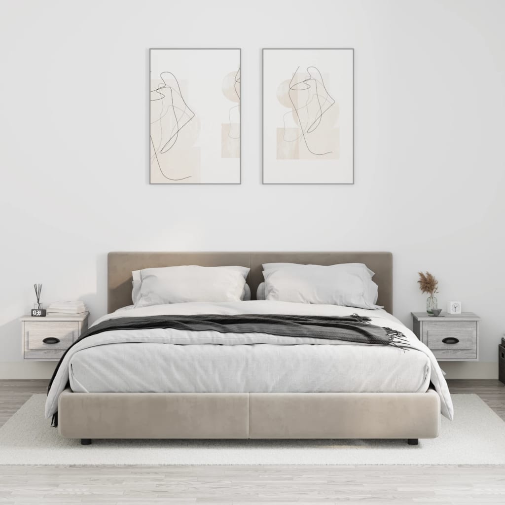 Wand-Nachttische 2 Stk. Grau Sonoma 41,5x36x28 cm - Pazzar.ch