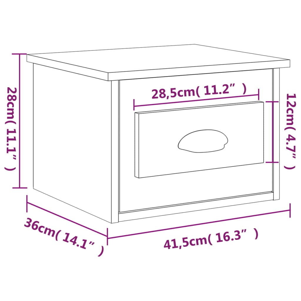 Wand-Nachttische 2 Stk. Braun Eichen-Optik 41,5x36x28 cm - Pazzar.ch