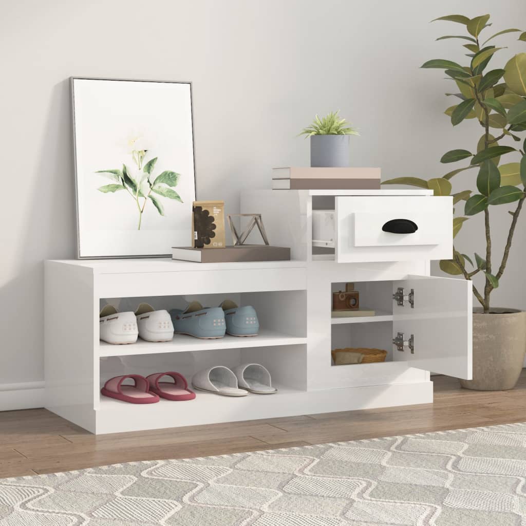 Schuhschrank Hochglanz-Weiß 100x42x60 cm Holzwerkstoff - Pazzar.ch
