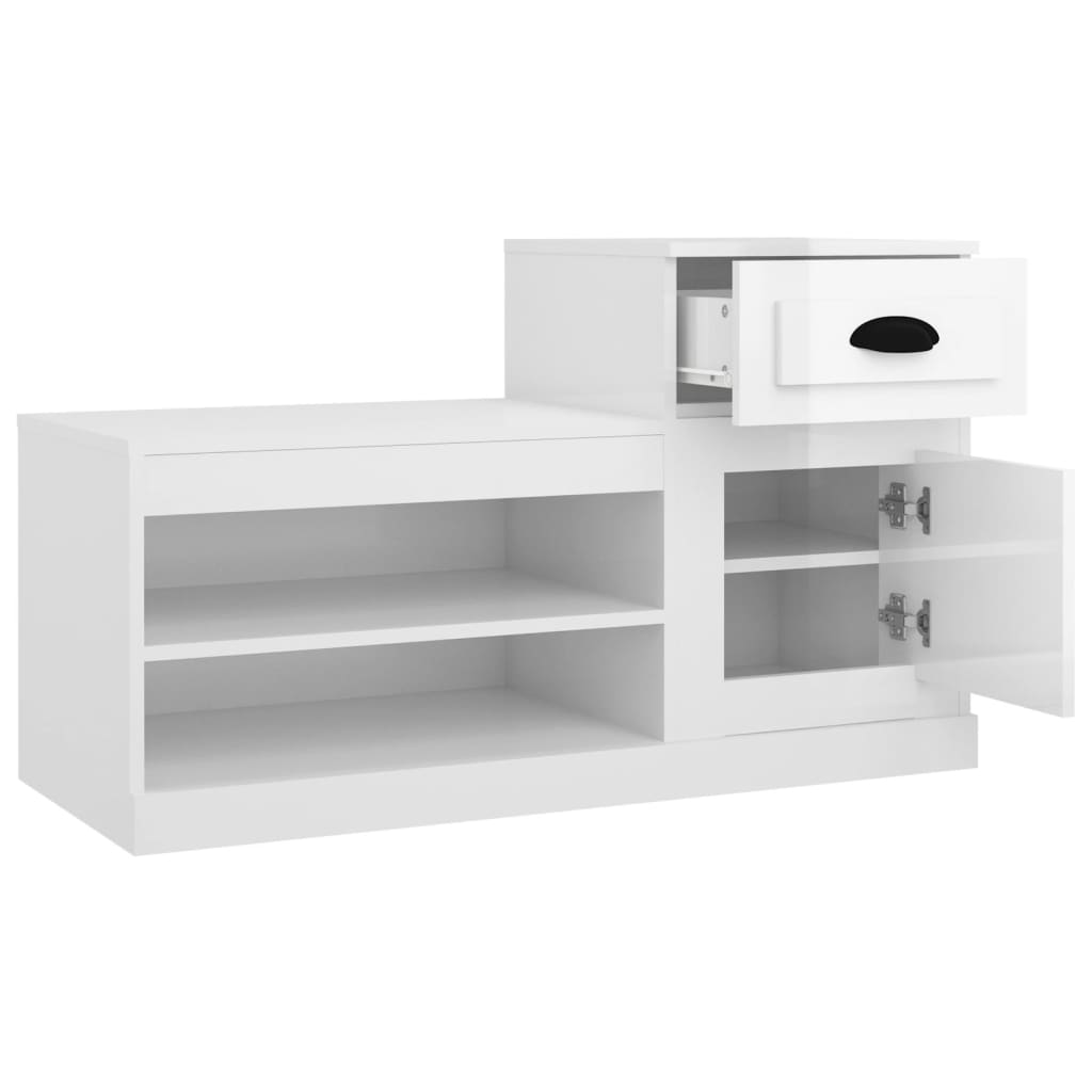 Schuhschrank Hochglanz-Weiß 100x42x60 cm Holzwerkstoff - Pazzar.ch