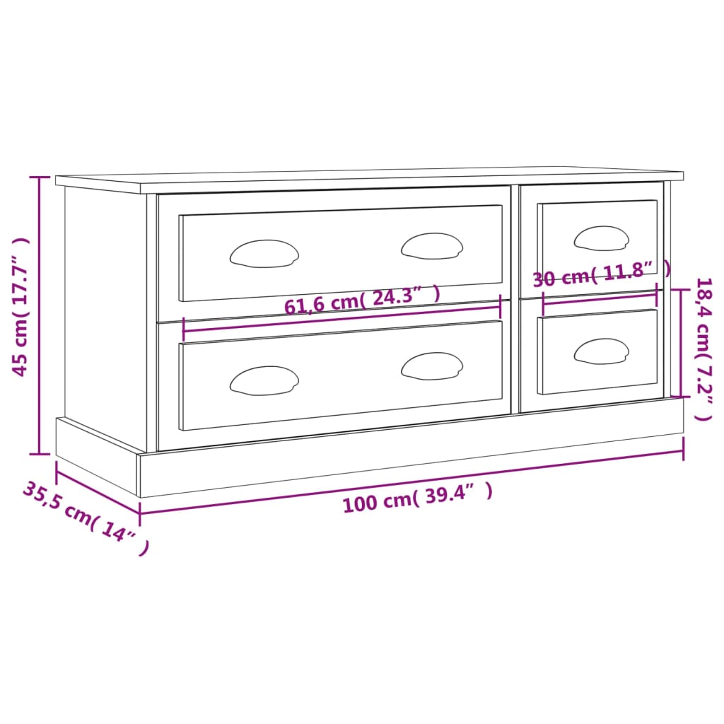 TV-Schrank Betongrau 100x35,5x45 cm Holzwerkstoff - Pazzar.ch