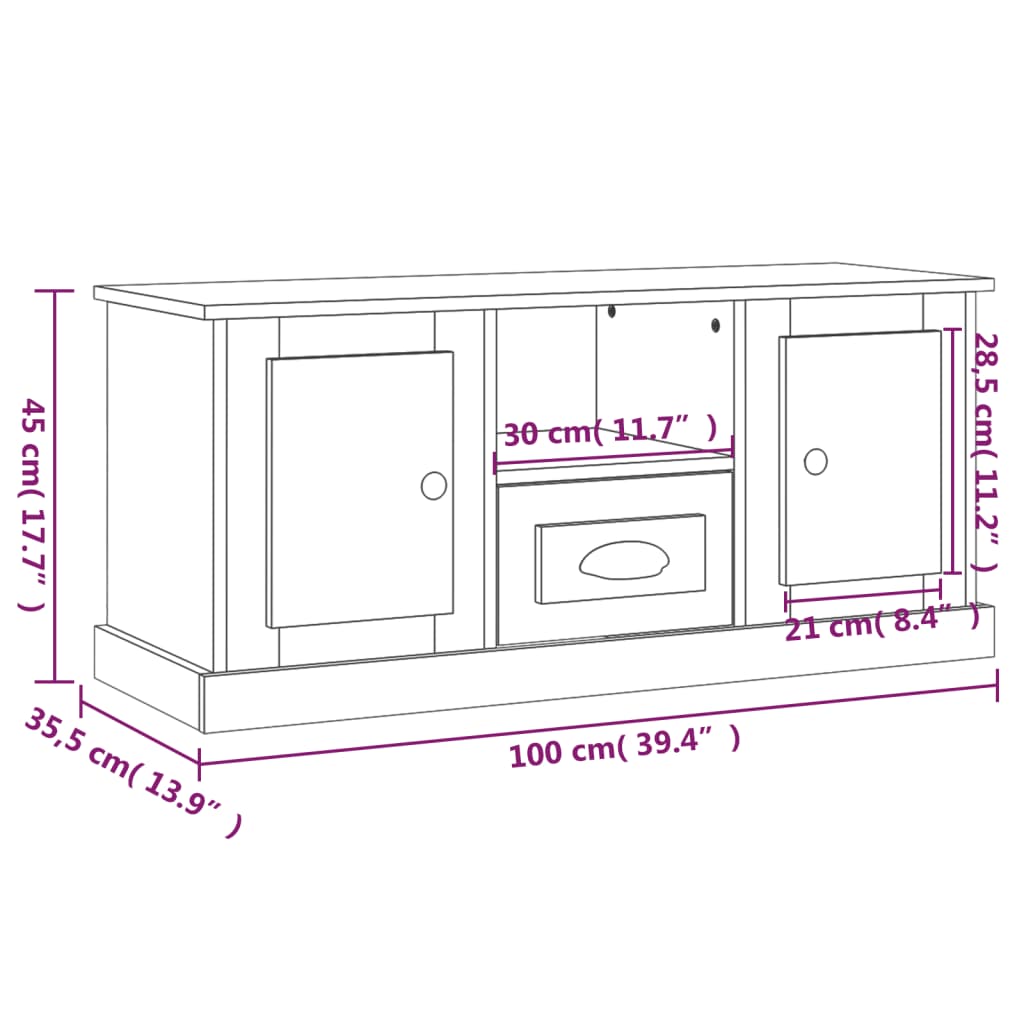 TV-Schrank Hochglanz-Weiß 100x35,5x45 cm Holzwerkstoff - Pazzar.ch