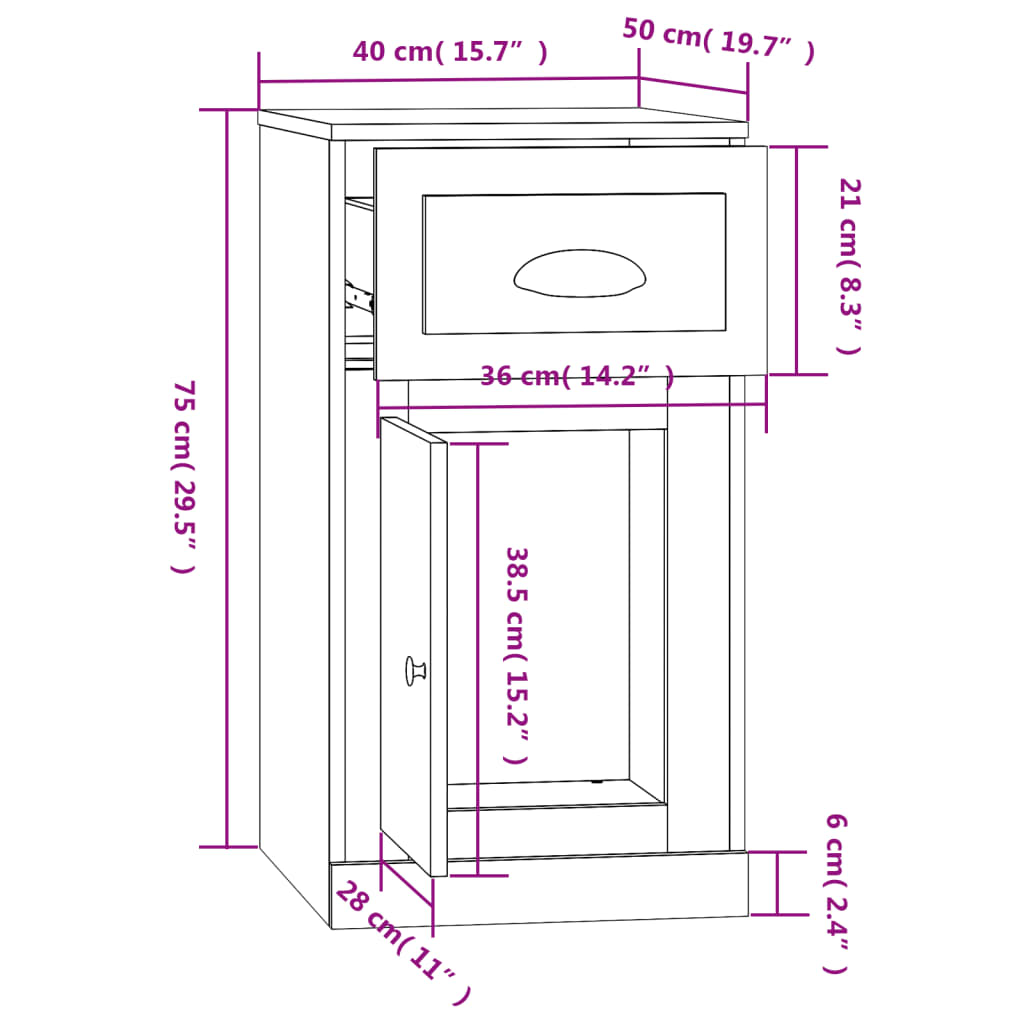 Beistellschrank mit Schublade Grau Sonoma 40x50x75 cm - Pazzar.ch