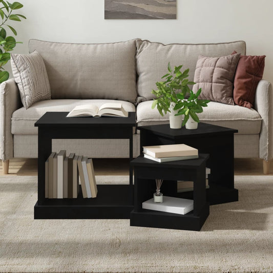 Couchtische 3 Stk. Schwarz Holzwerkstoff - Pazzar.ch