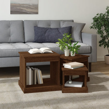 Couchtische 3 Stk. Braun Eichen-Optik Holzwerkstoff - Pazzar.ch