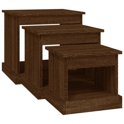 Couchtische 3 Stk. Braun Eichen-Optik Holzwerkstoff - Pazzar.ch