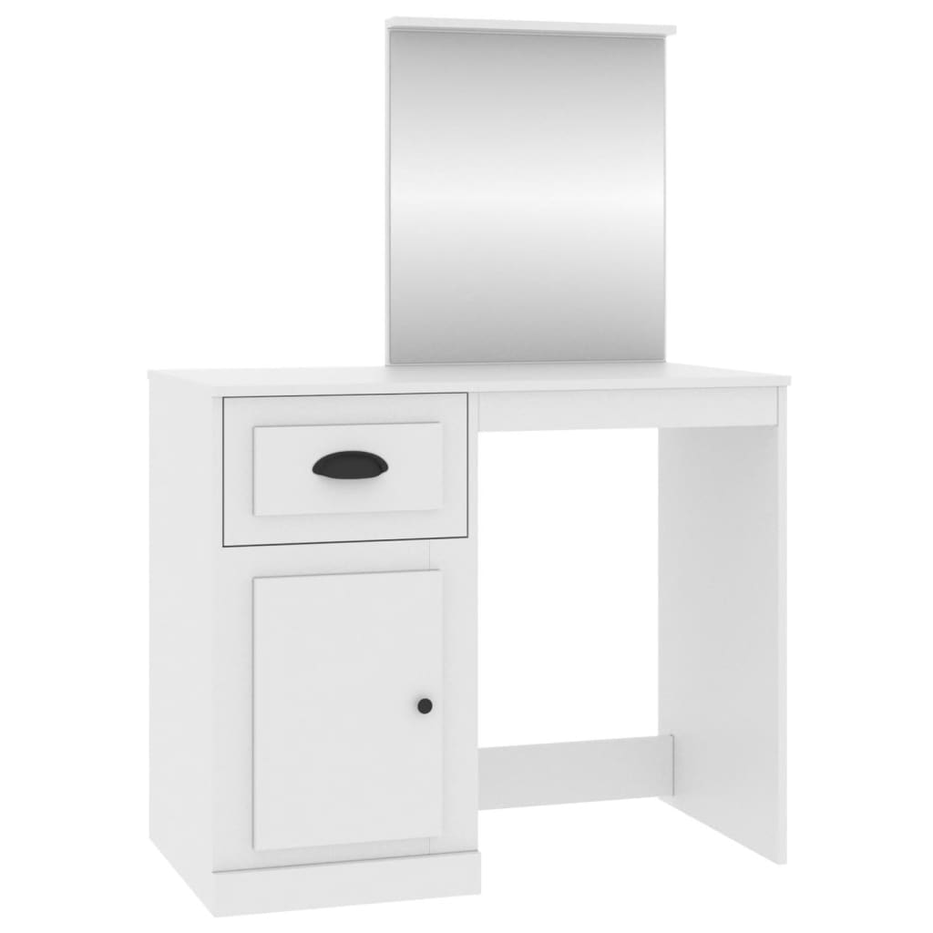 Schminktisch mit Spiegel Weiß 90x50x132,5 cm Holzwerkstoff - Pazzar.ch