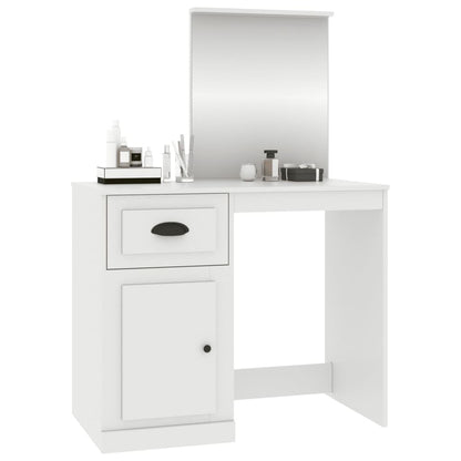 Schminktisch mit Spiegel Weiß 90x50x132,5 cm Holzwerkstoff - Pazzar.ch