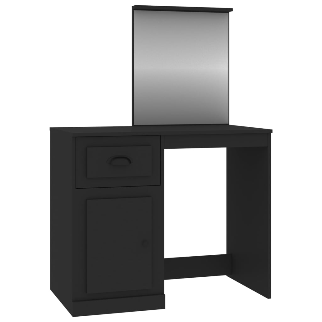 Schminktisch mit Spiegel Schwarz 90x50x132,5 cm Holzwerkstoff - Pazzar.ch