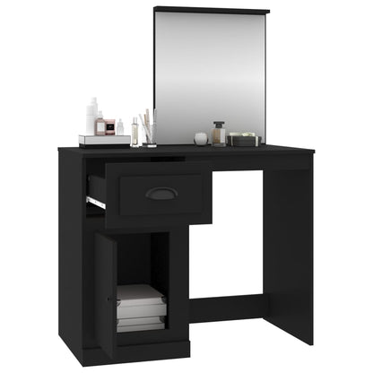 Schminktisch mit Spiegel Schwarz 90x50x132,5 cm Holzwerkstoff - Pazzar.ch