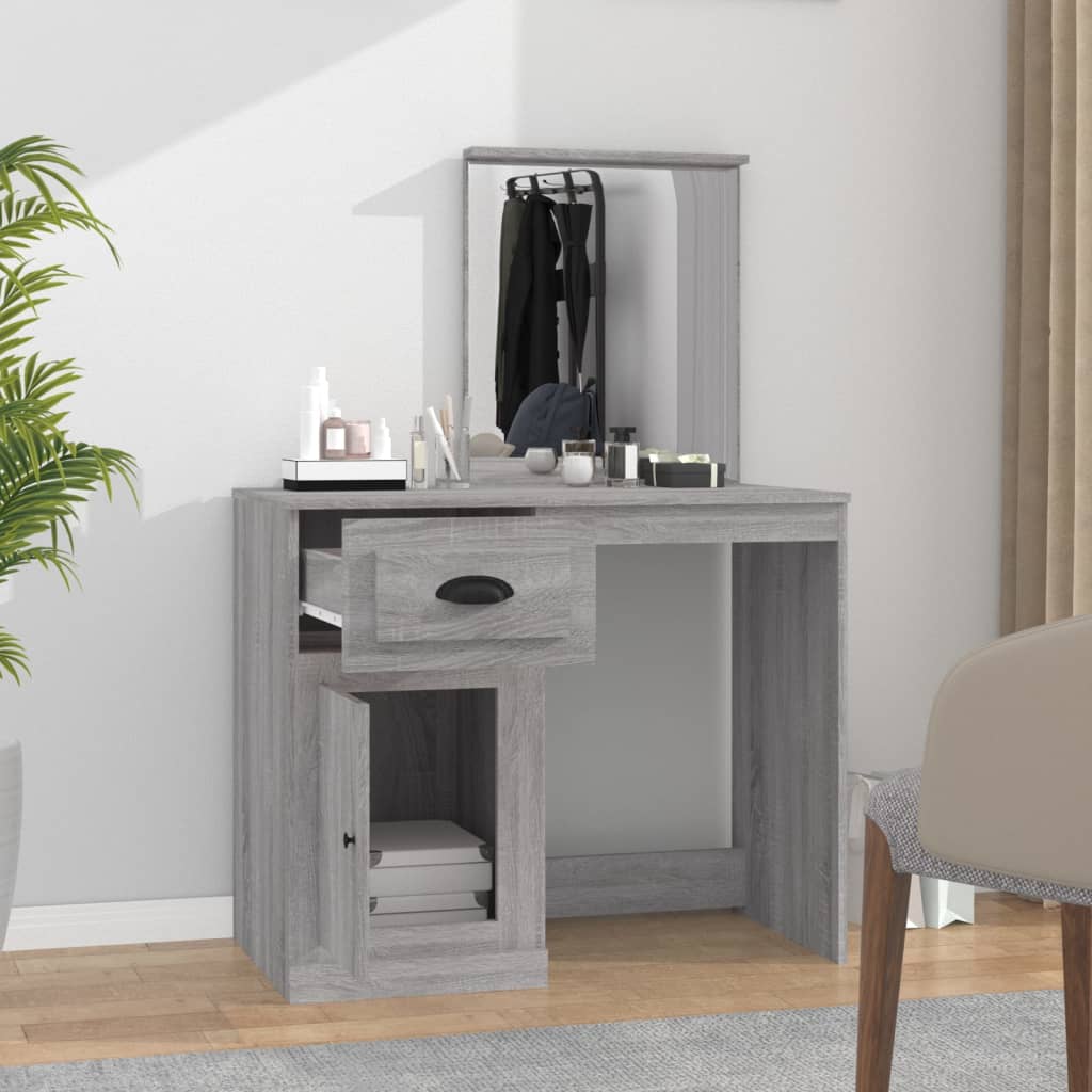 Schminktisch mit Spiegel Grau Sonoma 90x50x132,5 cm - Pazzar.ch