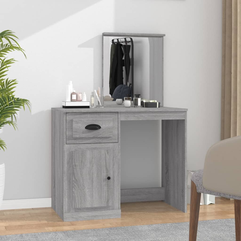 Schminktisch mit Spiegel Grau Sonoma 90x50x132,5 cm - Pazzar.ch