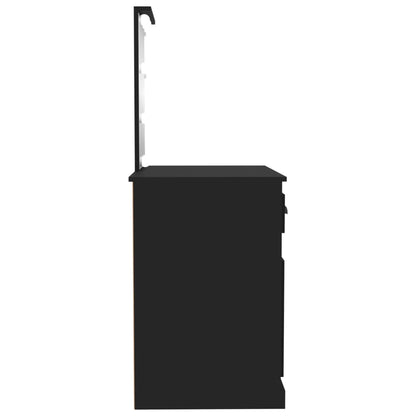 Schminktisch mit LED Schwarz 90x50x132,5 cm Holzwerkstoff - Pazzar.ch