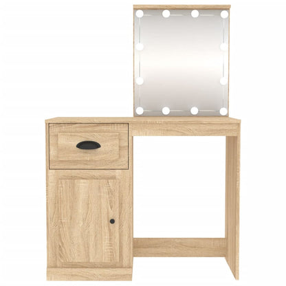 Schminktisch mit LEDs Sonoma-Eiche 90x50x132,5 cm Holzwerkstoff - Pazzar.ch