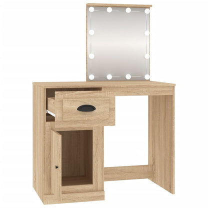 Schminktisch mit LEDs Sonoma-Eiche 90x50x132,5 cm Holzwerkstoff - Pazzar.ch