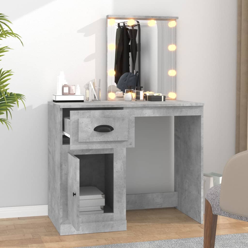 Schminktisch mit LEDs Betongrau 90x50x132,5 cm Holzwerkstoff - Pazzar.ch