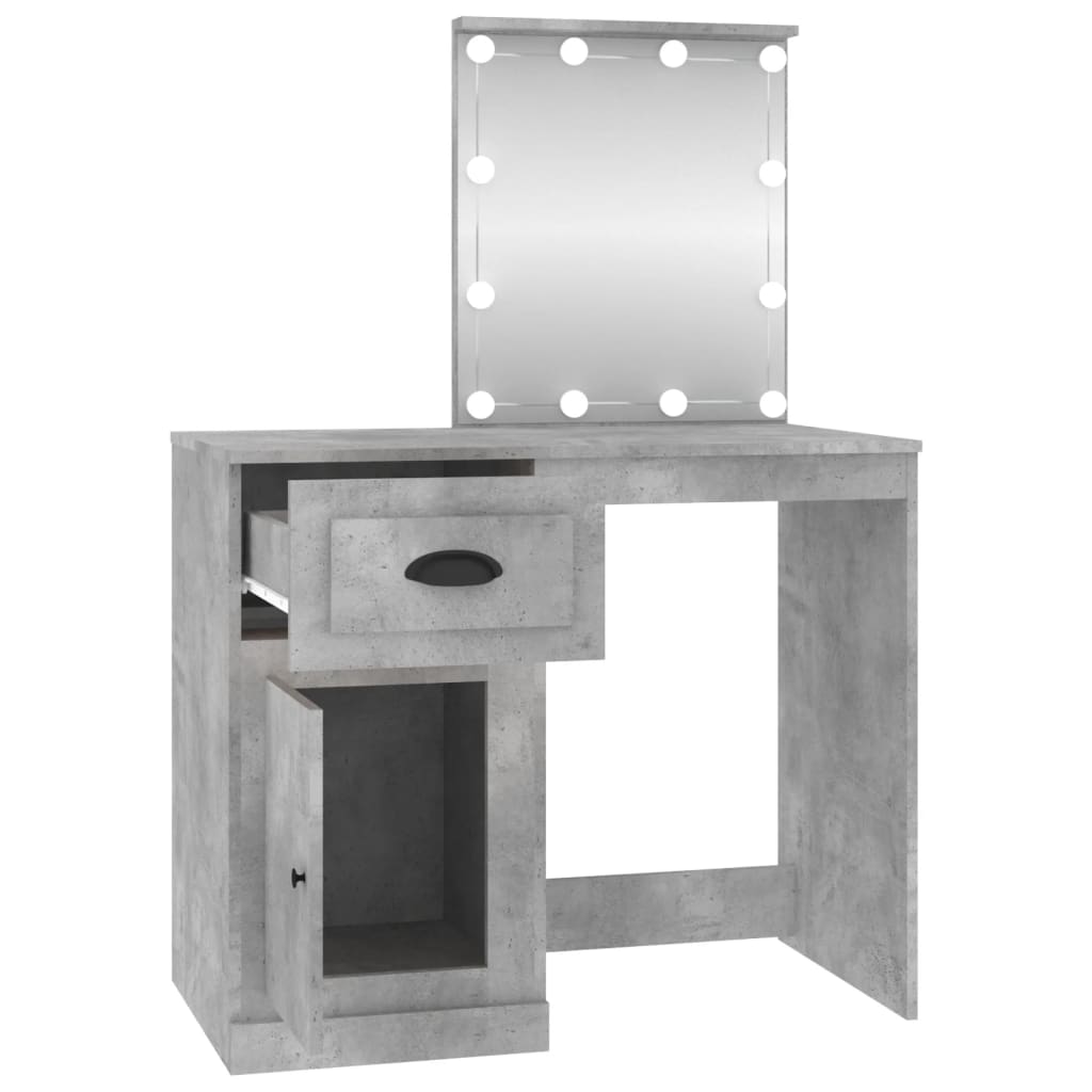 Schminktisch mit LEDs Betongrau 90x50x132,5 cm Holzwerkstoff - Pazzar.ch
