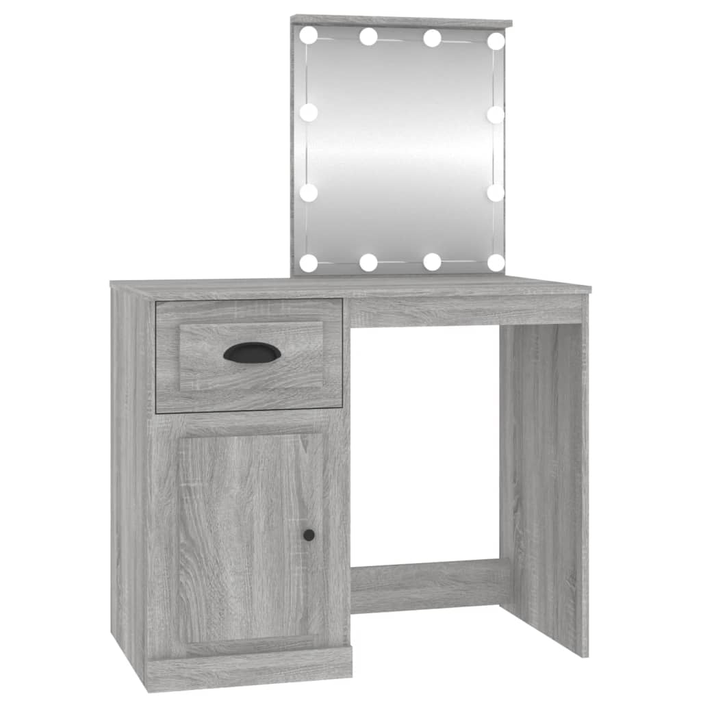 Schminktisch mit LEDs Grau Sonoma 90x50x132,5 cm Holzwerkstoff - Pazzar.ch