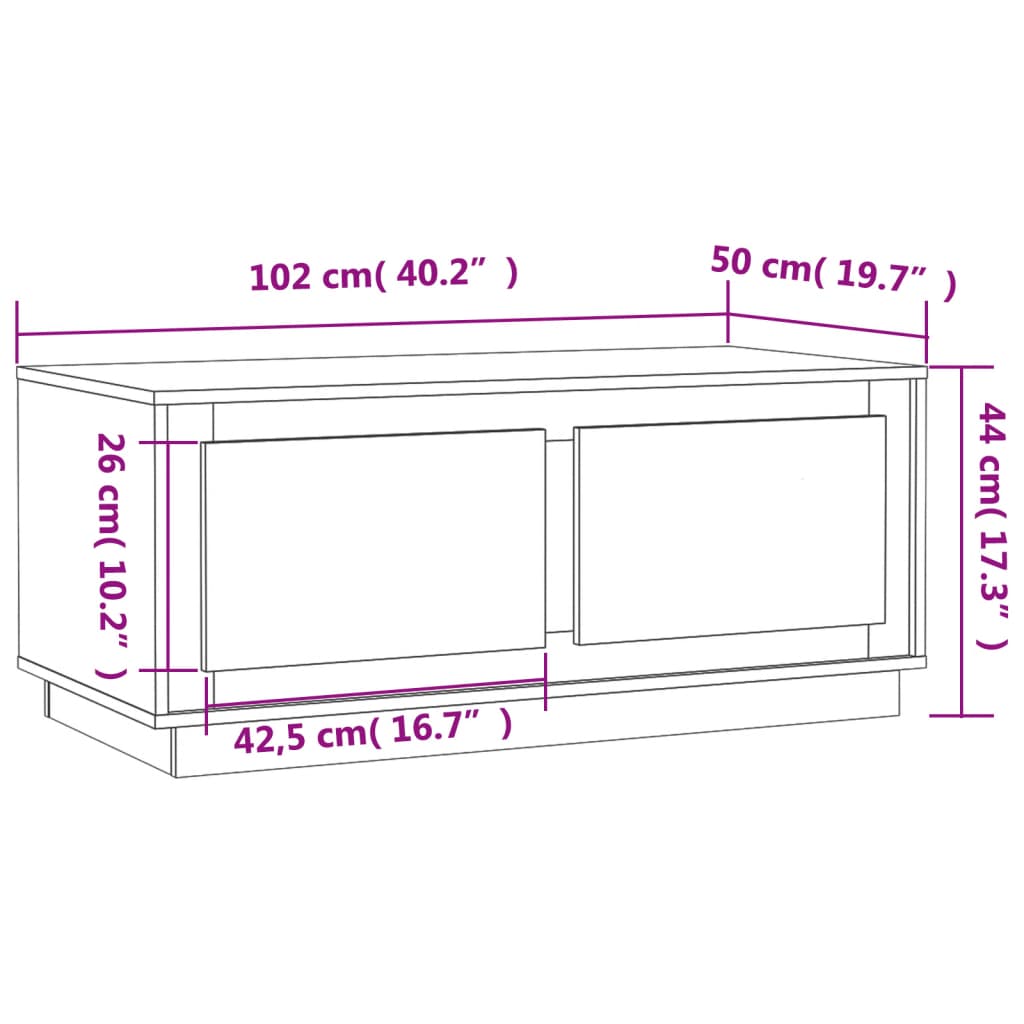 Couchtisch Schwarz 102x50x44 cm Holzwerkstoff - Pazzar.ch