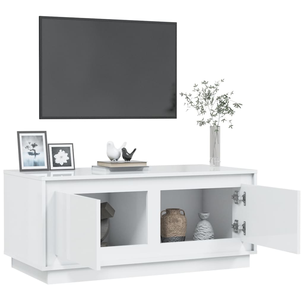 Couchtisch Hochglanz-Weiß 102x50x44 cm Holzwerkstoff - Pazzar.ch