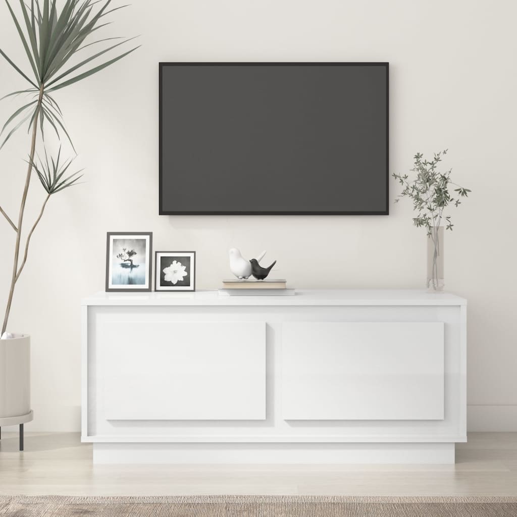 Couchtisch Hochglanz-Weiß 102x50x44 cm Holzwerkstoff - Pazzar.ch