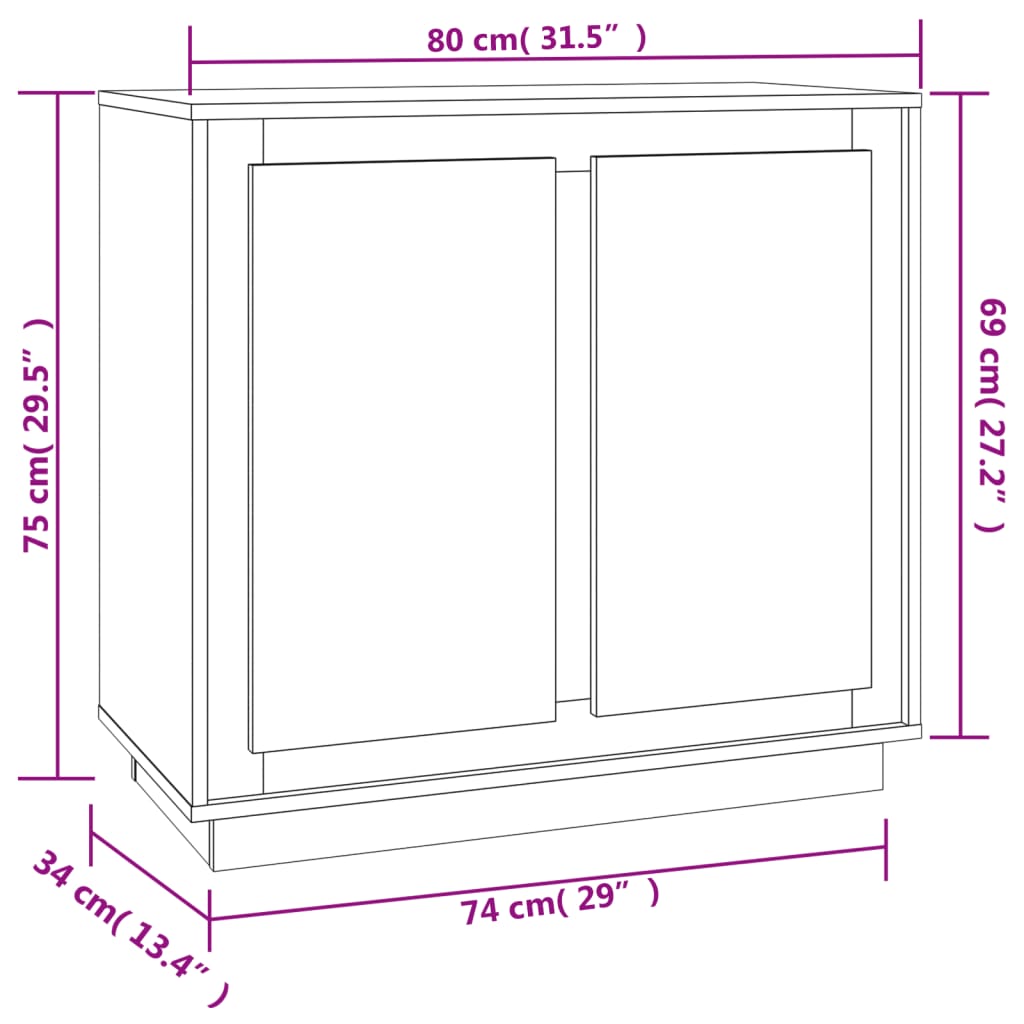Sideboard Räuchereiche 80x34x75 cm Holzwerkstoff - Pazzar.ch