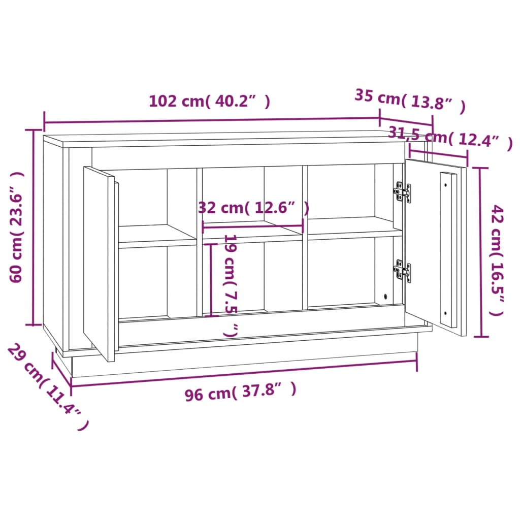 Sideboard Braun Eichen-Optik 102x35x60 cm Holzwerkstoff - Pazzar.ch