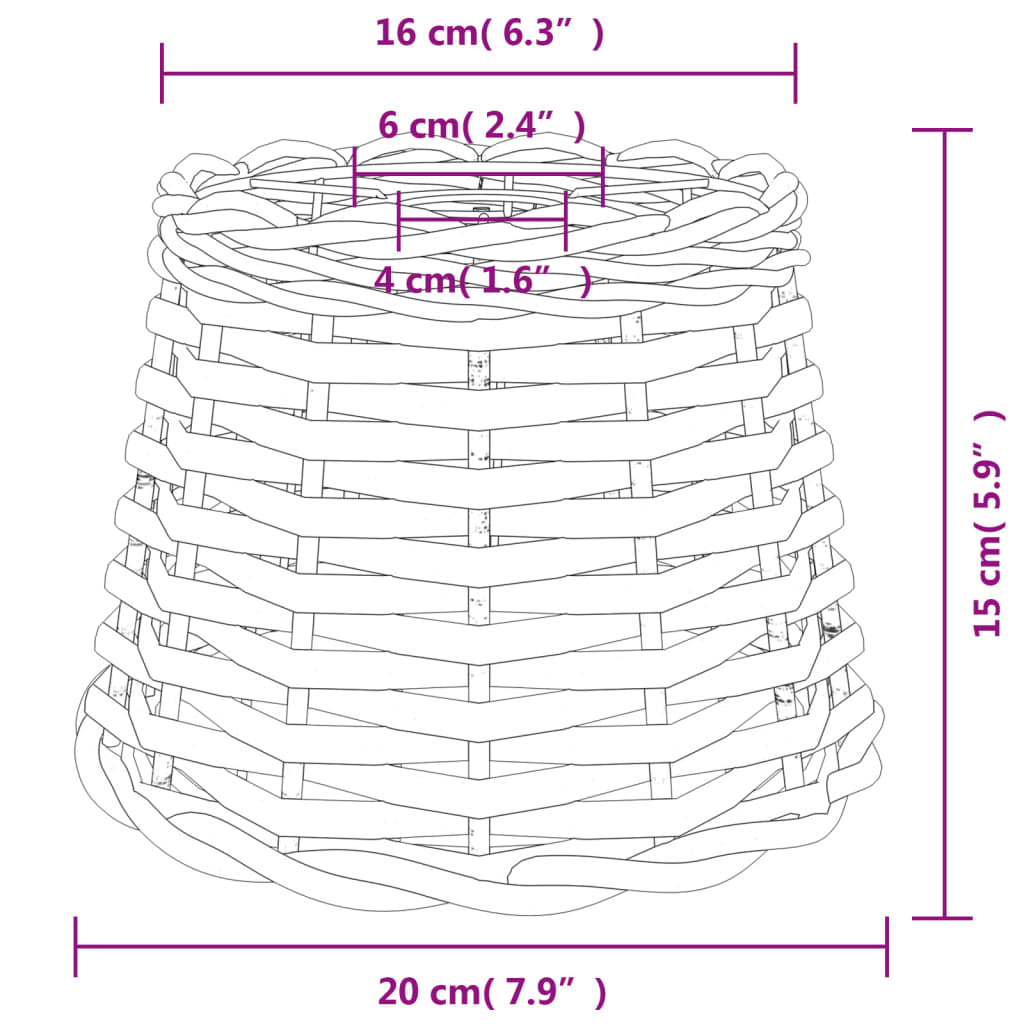 Lampenschirm Weiß Ø20x15 cm Korbweide - Pazzar.ch