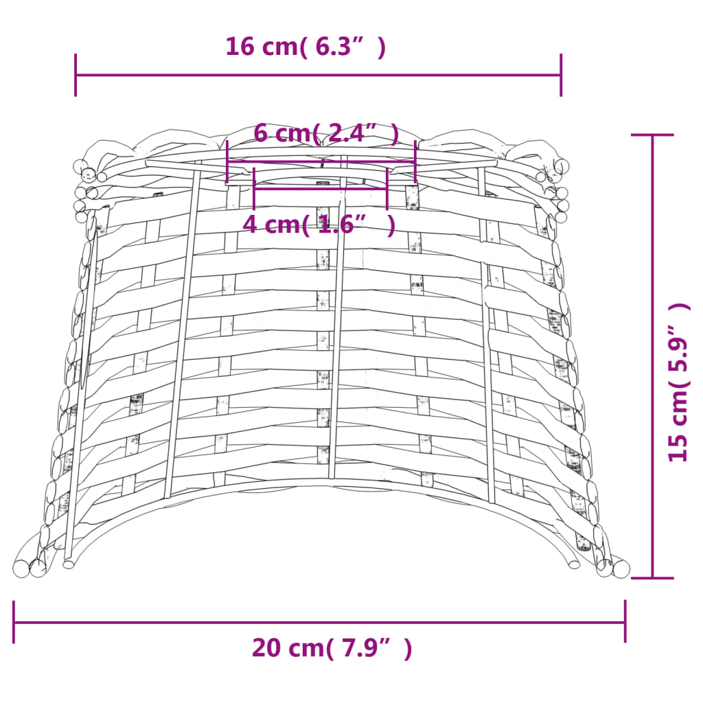 Lampenschirm Weiß Ø20x15 cm Korbweide - Pazzar.ch