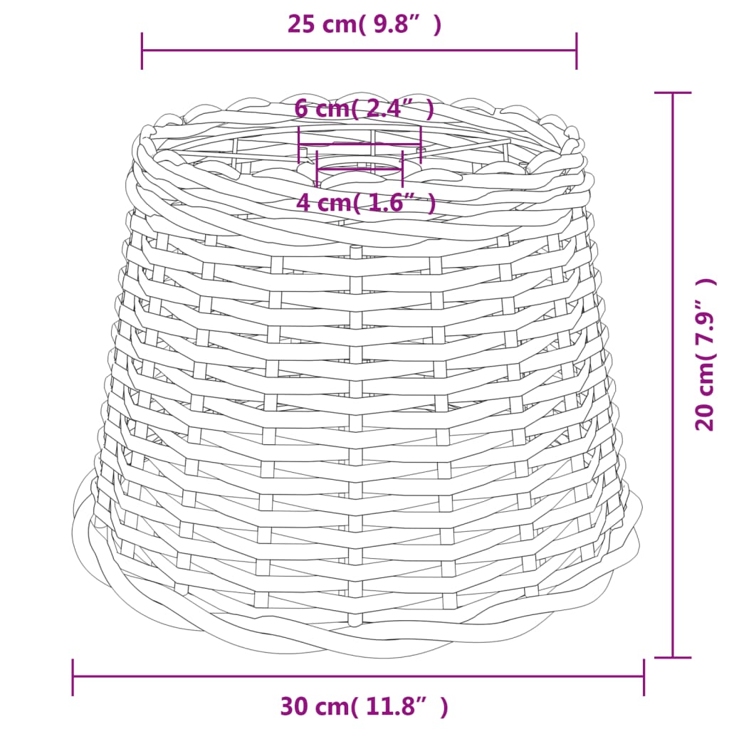 Lampenschirm Weiß Ø30x20 cm Korbweide - Pazzar.ch