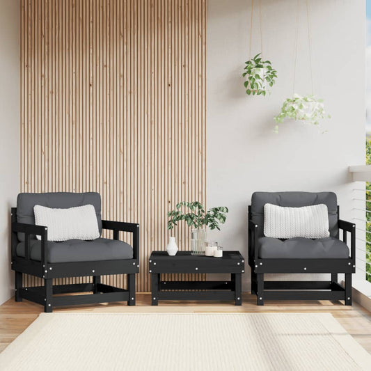 Gartenstühle 2 Stk. Schwarz Massivholz Kiefer - Pazzar.ch