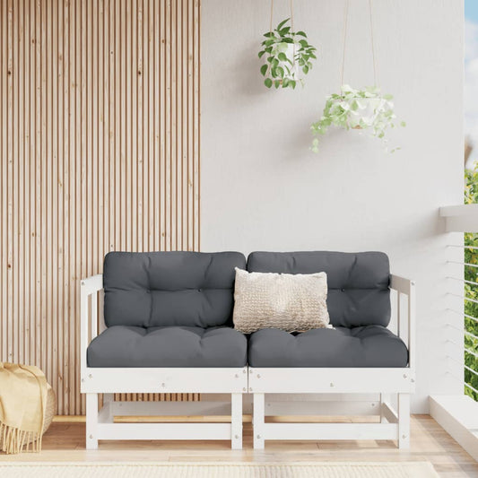Garten-Ecksofas 2 Stk. Weiß Massivholz Kiefer - Pazzar.ch