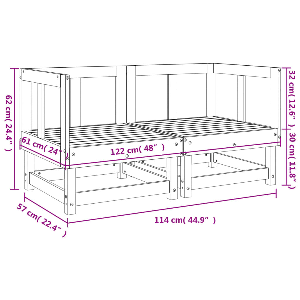 Garten-Ecksofas 2 Stk. Grau Massivholz Kiefer - Pazzar.ch