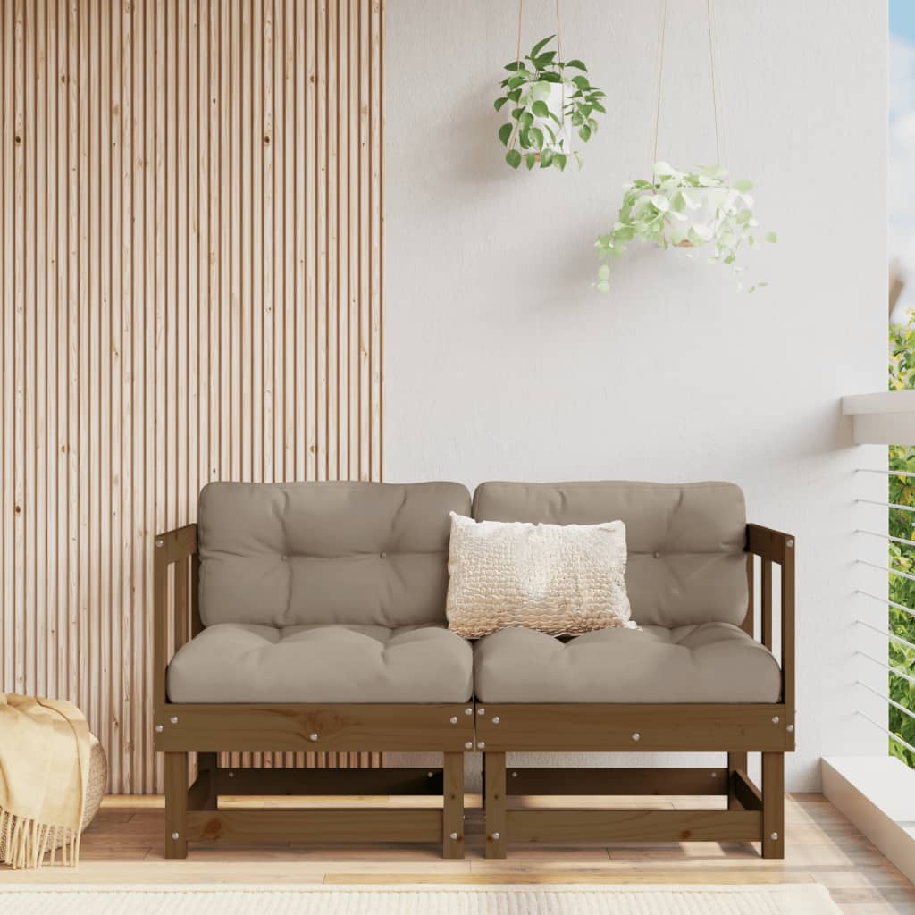 Garten-Ecksofas 2 Stk. Honigbraun Massivholz Kiefer - Pazzar.ch