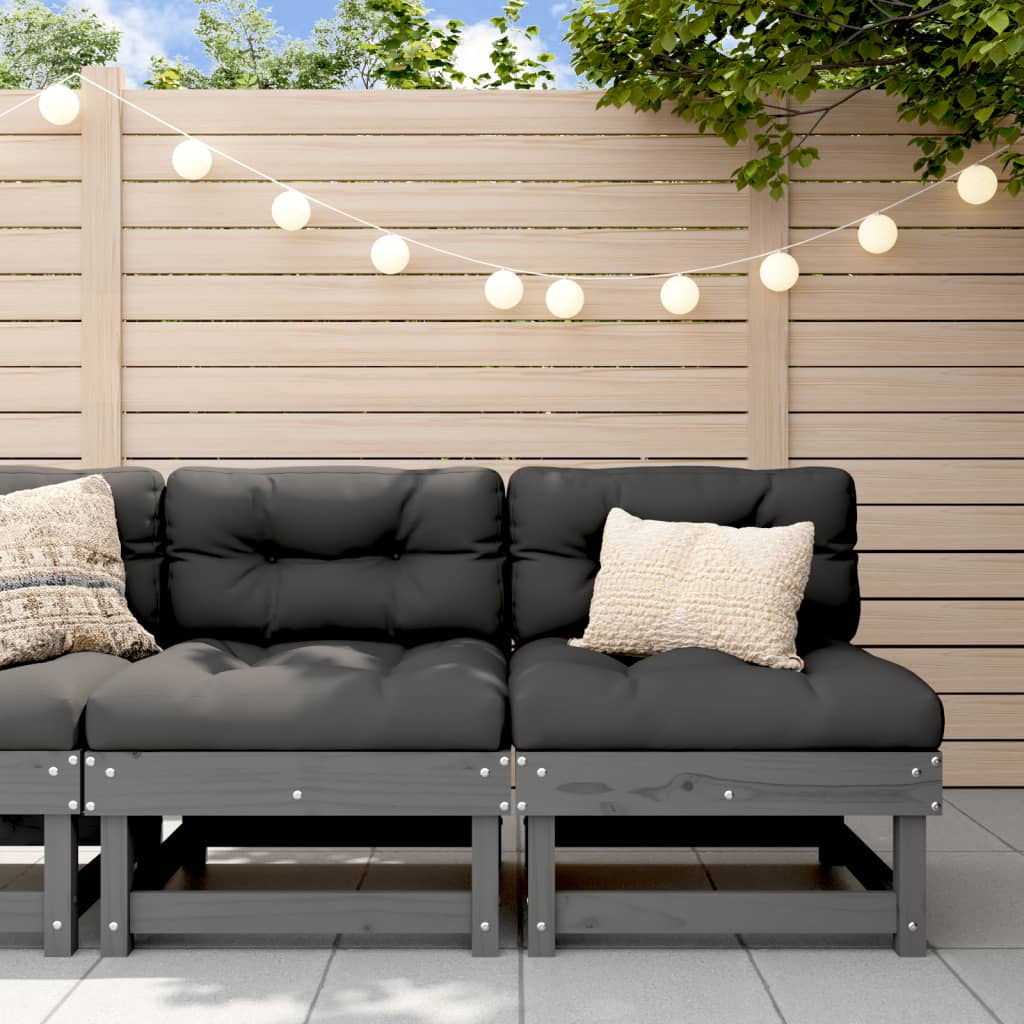 Garten-Mittelsofas 2 Stk. Grau Massivholz Kiefer - Pazzar.ch